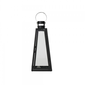 Grande lanterne métal noir et verre de forme triangulaire