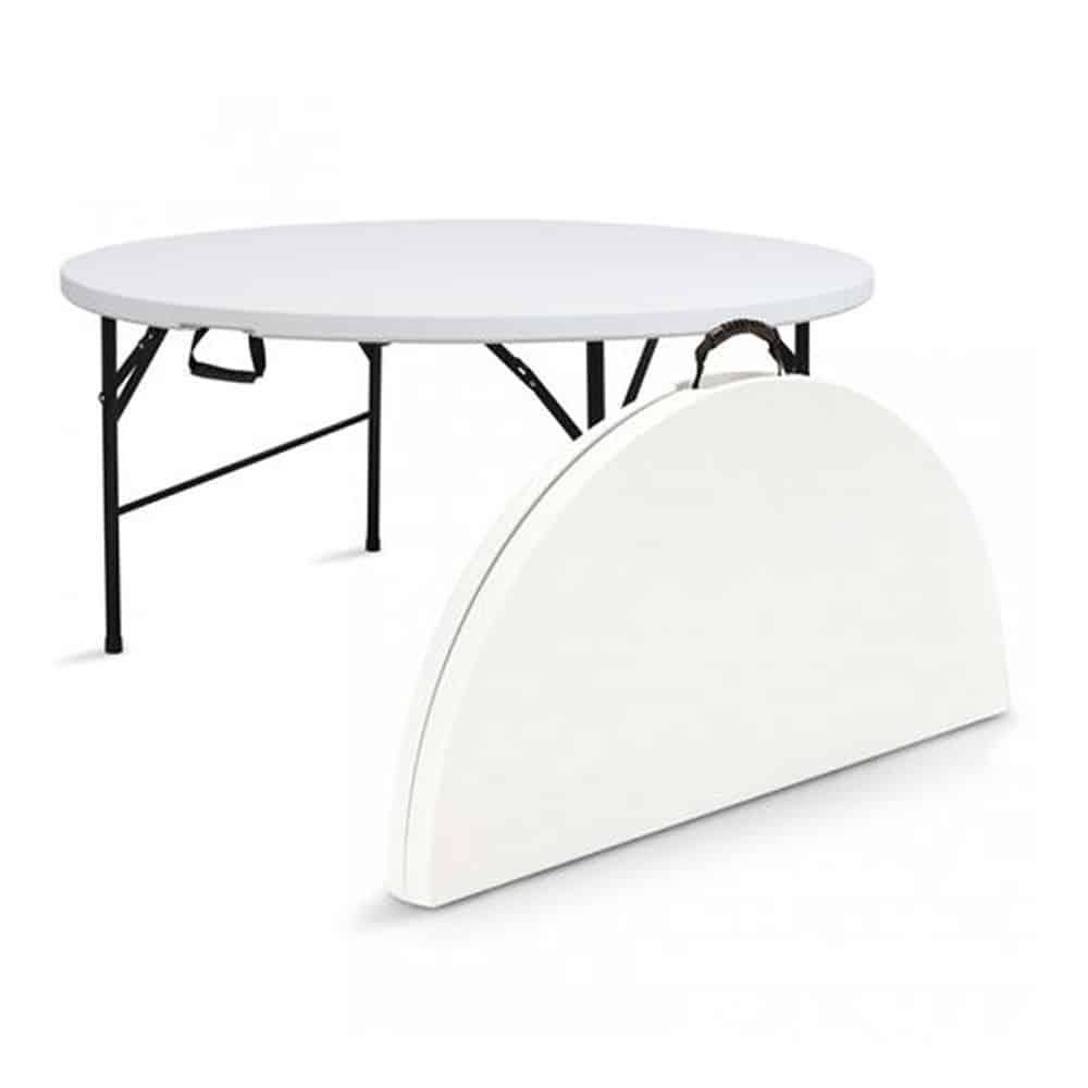 table ronde blanche pliage. 183 centimètres de diamètre
