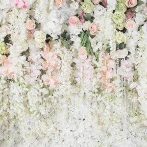 Toile de fond Fleurs - descend de fleurs sur rideau de fond blanc - 2,10x1,50 mètres